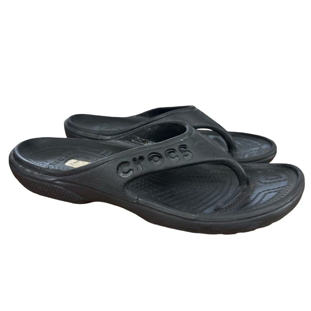 Crocs Baya Black Rubber Thongs Flip Flops Slides Sandals Summer Shoes Womens 8